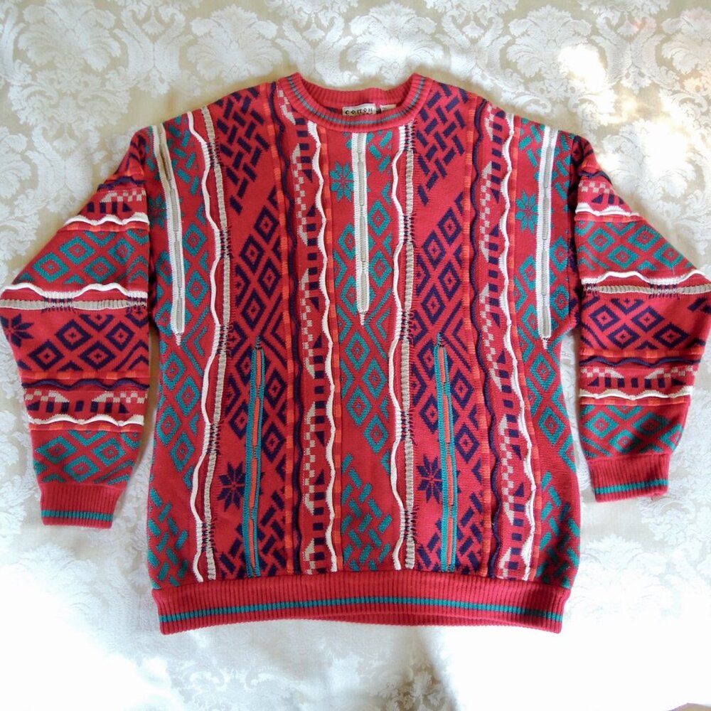 Vintage Cotton Traders COOGI Style 3D Textured Sweater L